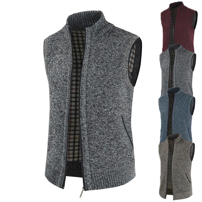 Autumn and Winter Men's Coat Warm Outer Wear Vest Casual Sleeveless Jacket Thermal Stand Collar Waistcoat