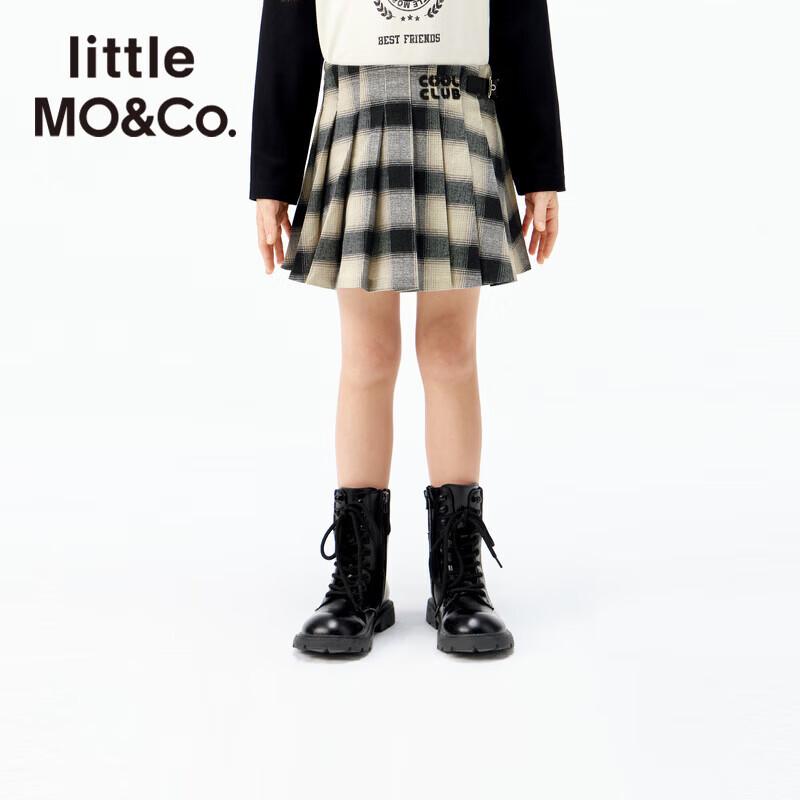 Little MO&Co. Girls  Brown Plaid Pleated A-Line Skirt 110