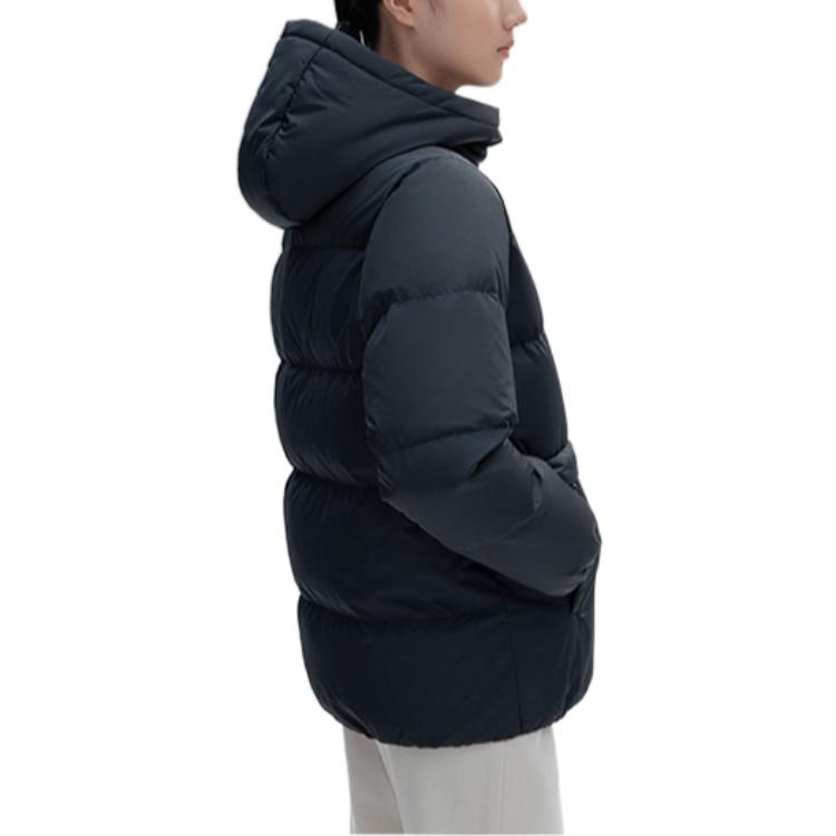 Anta Solid Color Hooded Fleece Zipper Long Sleeve Down Jacket Women outerwear Black 962247903-3