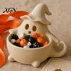 White Trinket Tray 3D Printed Halloween Ghost Bowl, Trick or Treat Snack Candy Storage Bowl Serving Decorative Dish, Party Supplies Nut