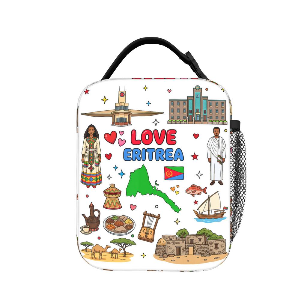 Eritrea Flag Lunch Bag Fun Lunch Box Office Portable Insulated Thermal Lunch Bags For Women Waterproof Custom Cooler Bag