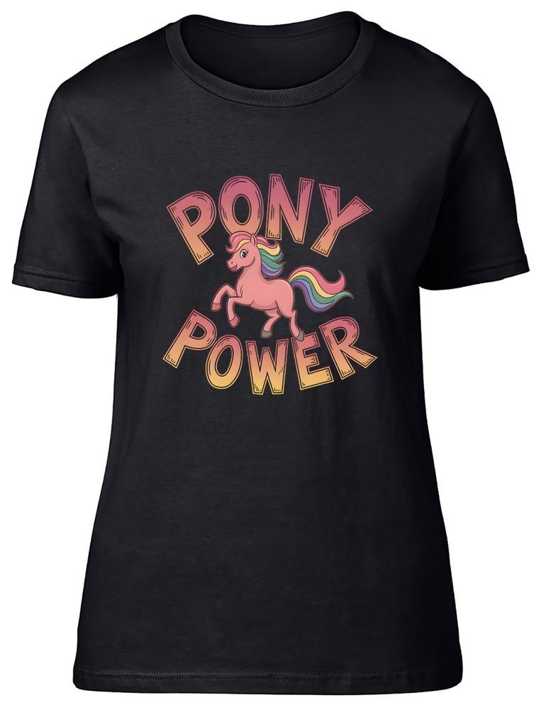 

Pony Power Small Horse Funny Ponies Womens T-Shirt Ladies Gift Tee 2XL