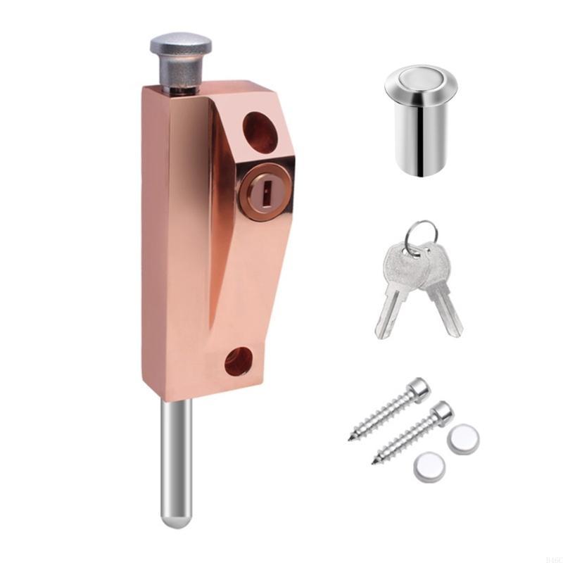 Aluminum Alloy Framed Door Lock Thickened Vertical Barrel Bolt Latches Antitheft Glass Door Lock for Home Commercial