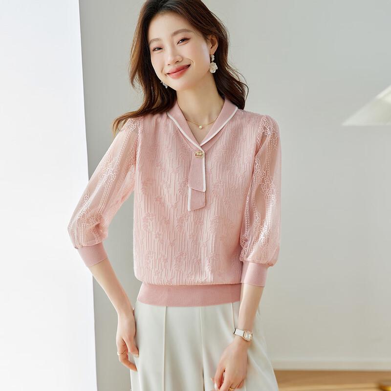 Srcr Women s Wool-Blend Jacquard Lapel Knit Top M