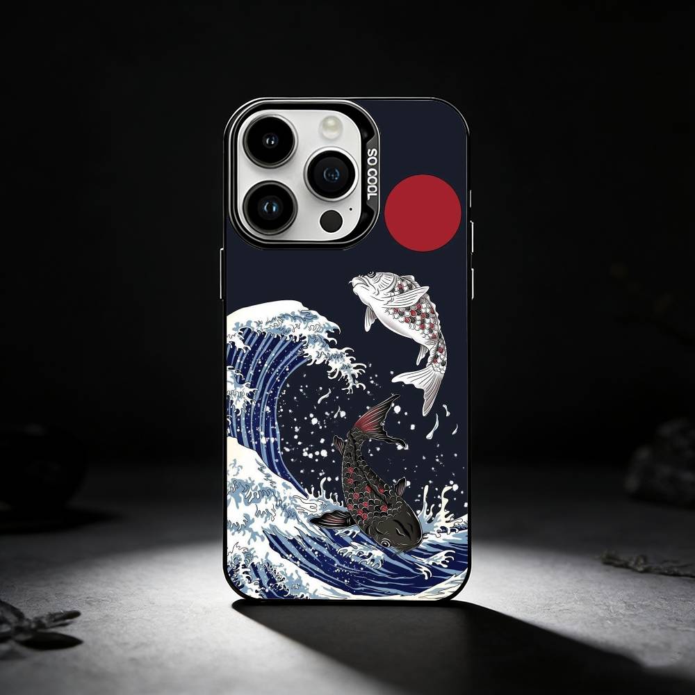 Great Wave Off K-Kanagawa Phone Case For iPhone 17,16,15,14,13,12,11 Plus,Pro Max,XS,Colored Silver Phone Case