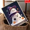 DIY Frameless Pearl Painting Kit Cute Ghost Halloween 3D Bead Art Canvas Relaxing Craft for Home Wall Decor Gift