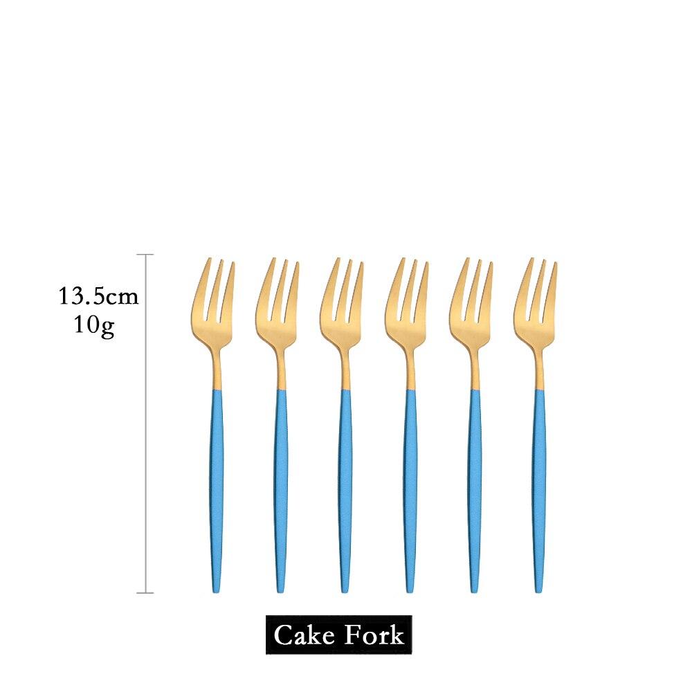 

Набір міні-вилок для фруктового торта з нержавіючої сталі з 6 предметів. Набір вилок для чаю та фруктів. Десертна виделка. Біле золото. Маленька виделка для салату. Столовий посуд синій/золотий