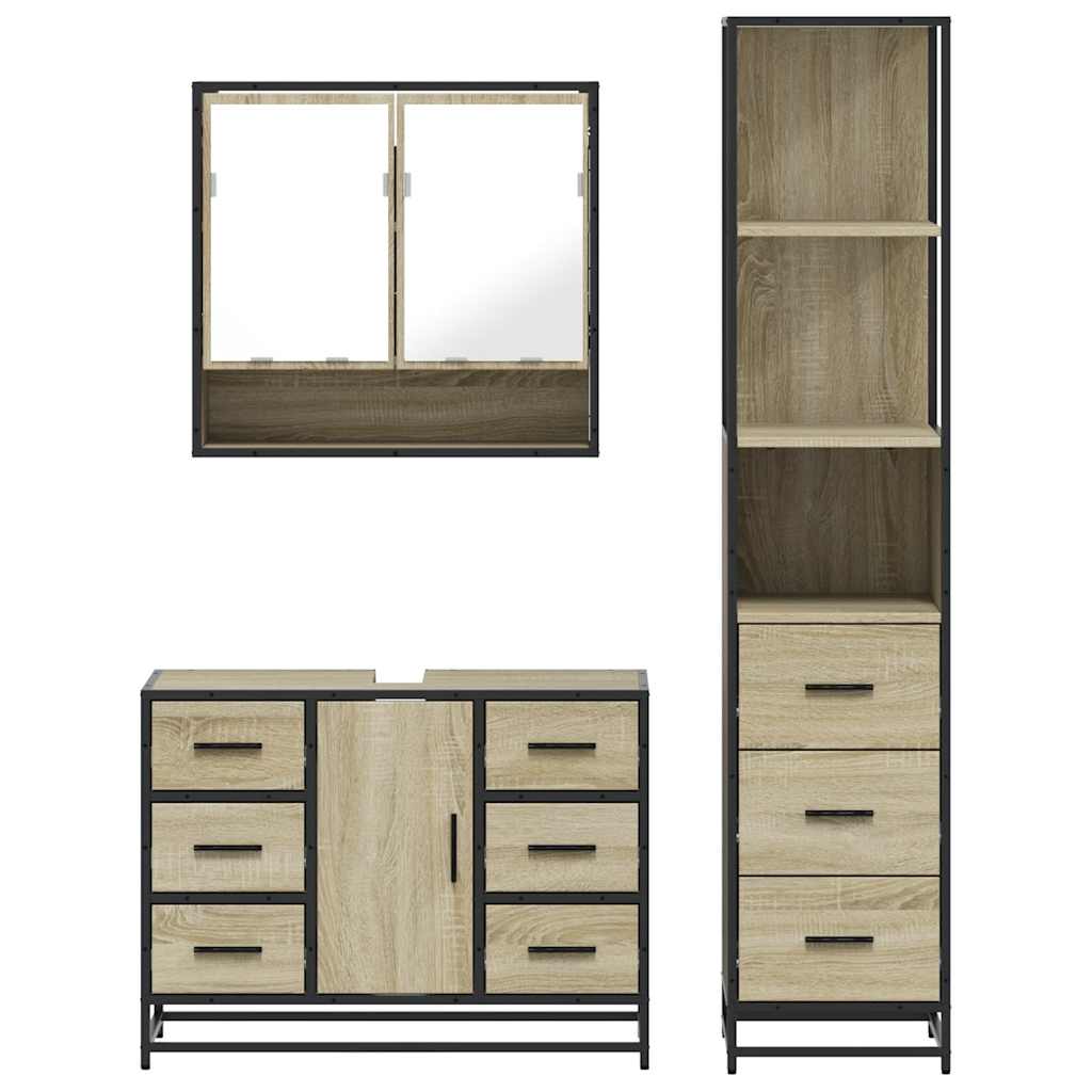 3 piece bathroom furniture set in Sonoma oak engineered wood
