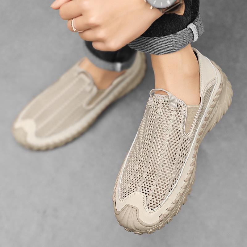 2025 Mesh Summer Sandals Casual Fly-woven Platform Outdoor Single Shoes Men's Breathable Foot Cover Lazy Shoes Large Size