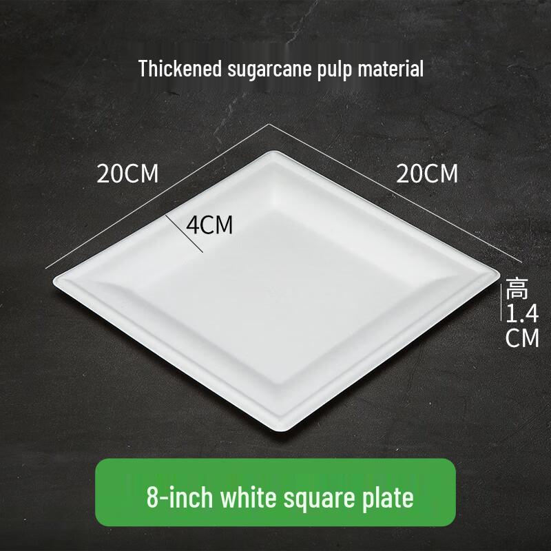 Yuzhuxun 8-inch Disposable White Square Paper Plates