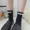 Pearls Crew Socks Sweet Roll Cuffs Ankle Dress Socks Japanese Cute Calf Socks