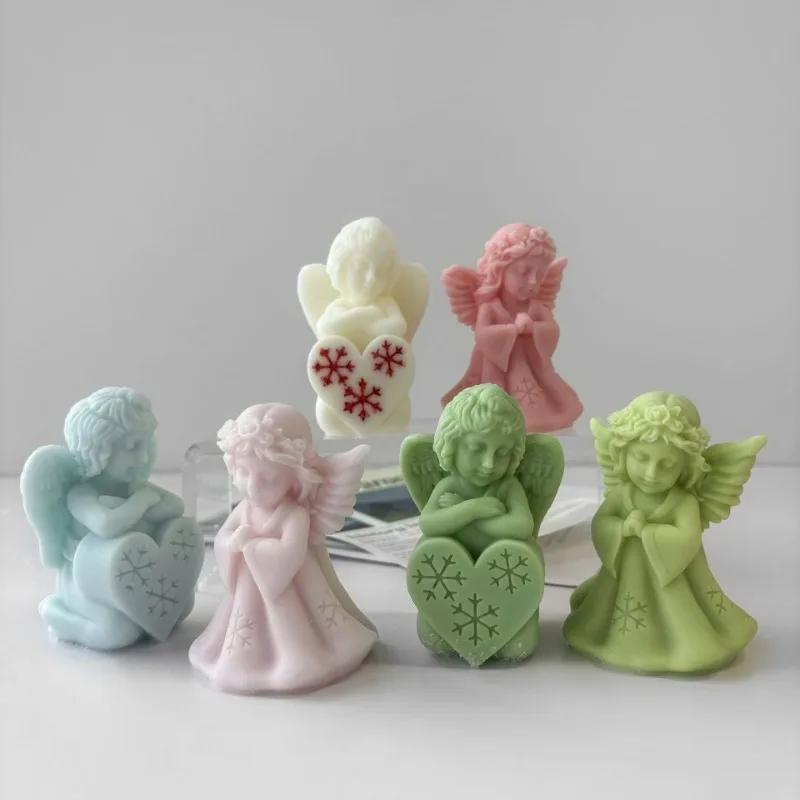 DIY Cute Angel Candle Silicone Mold 3D Prayer Angel Mold Plaster Crafts Resin Cement Soap Mold Christmas Gift Handmade Tools