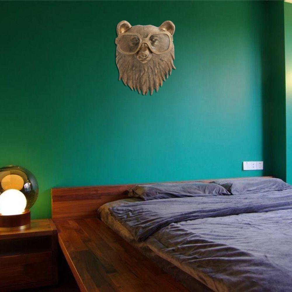 Bear Home Decor Exquisite Gift Animal Pendants Animal Head Ornament Bear Sculptures Crafts Ornament