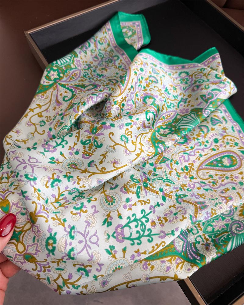 Luxury Designer Print Scarf Women Satin Scarves Bandana Hijab Neckerchief Shawl Kerchief Hair Band Foulard Lady 70*70cm