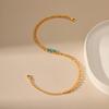 Gold Plated Double Layer Beaded Chain with Turquoise Accent Anklet