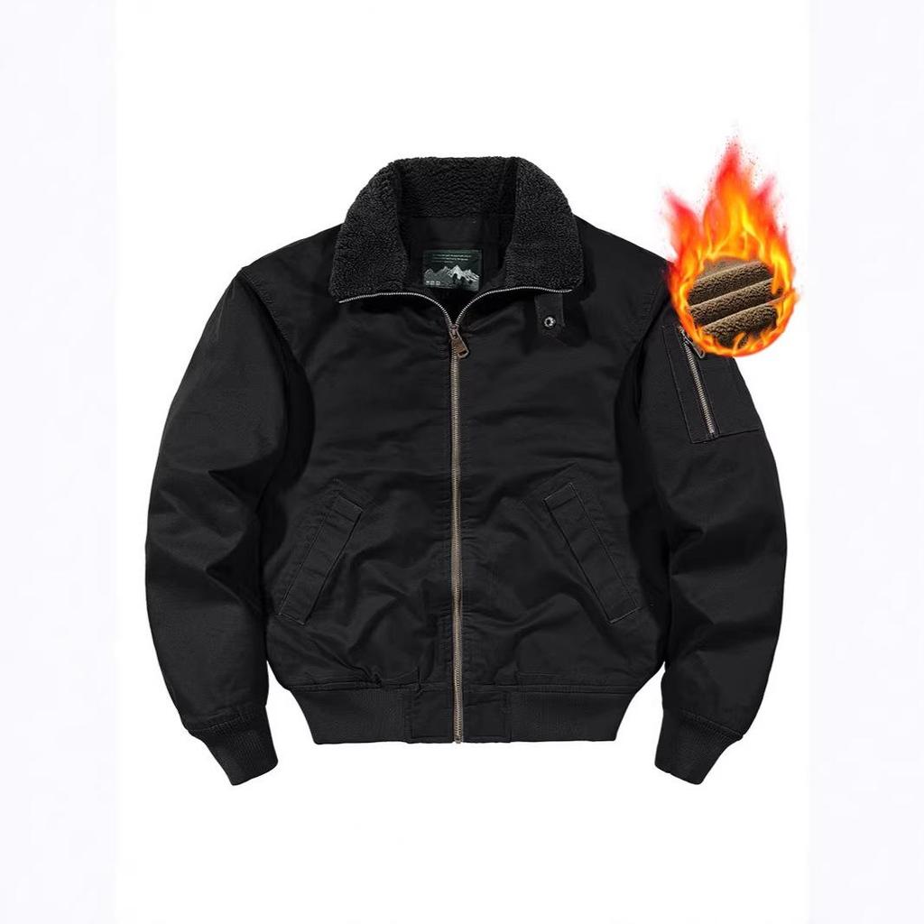 Men's Winter Fleece-Lined Bomber Jacket: Warm and Stylish Cotton Outerwear