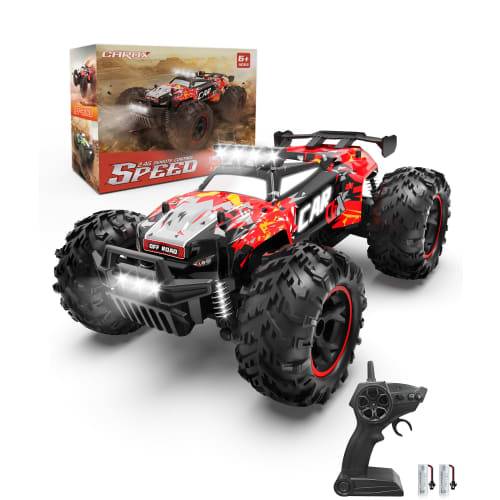 Carox OX45 (Red) - Fast, Off-Road, 1/18 Scale RC Car with 2 Rechargeable Batteries, 25KM/H Speed, Approx. 60 Minutes of Operation Time, Adjustable Spe