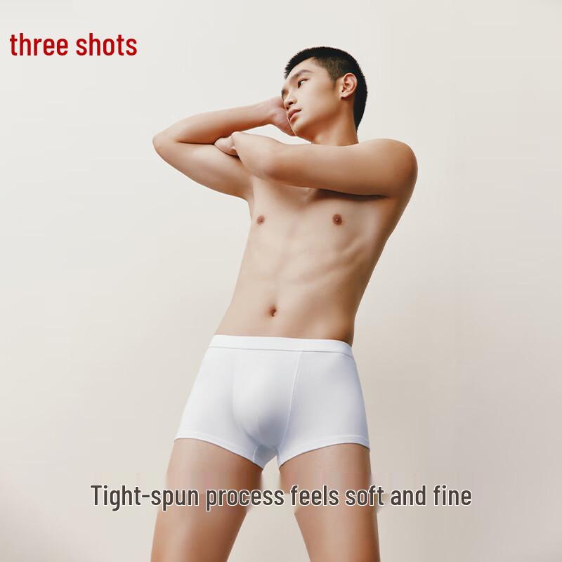 THREEGUN Men's 7A Antibacterial Xinjiang Cotton Boxer Briefs 3-Pack
