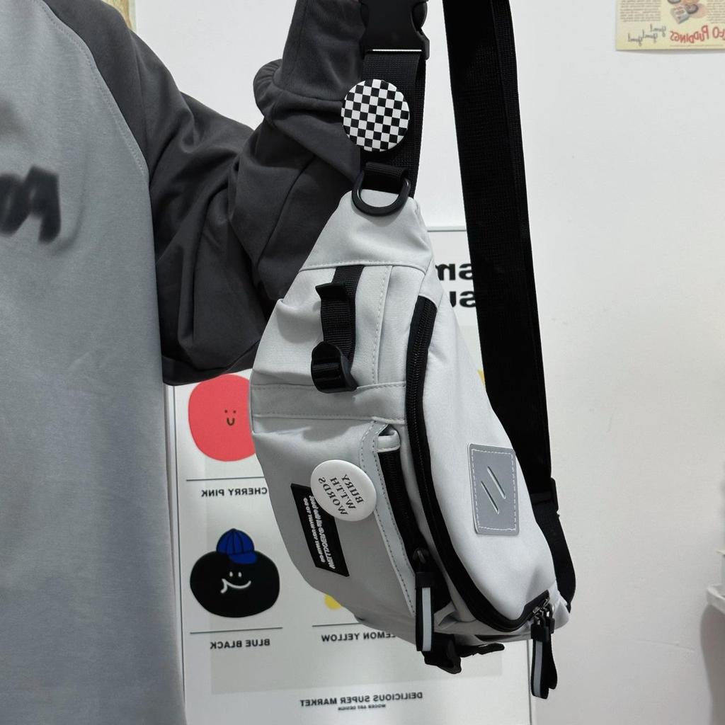 Bolsa Transversal Masculina Estilo Harajuku - Bolsa de Cintura Versátil para Ciclismo e Esportiva