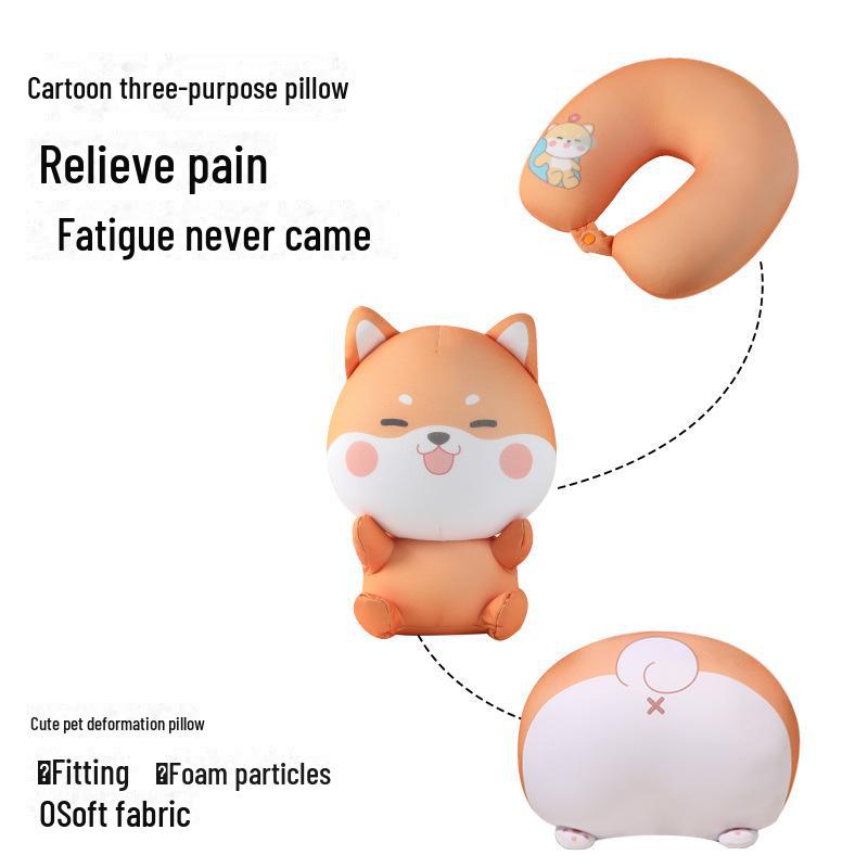 Cartoon Panda Multi-Function U-Shaped Travel Neck Pillow & Plush Doll