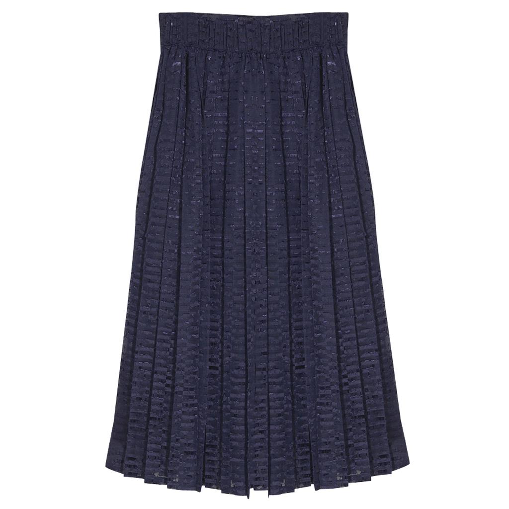 Aimeolkeu Button Pleated Skirt (Navy)
