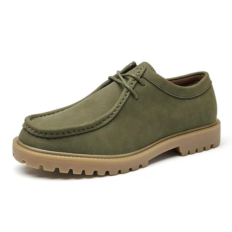 

New 2026 Spring Autumn Outdoor Men s Walking Shoes Men Durable Sole Casual Loafers Male Fashion Cow Leather Footwear 40 зелёный