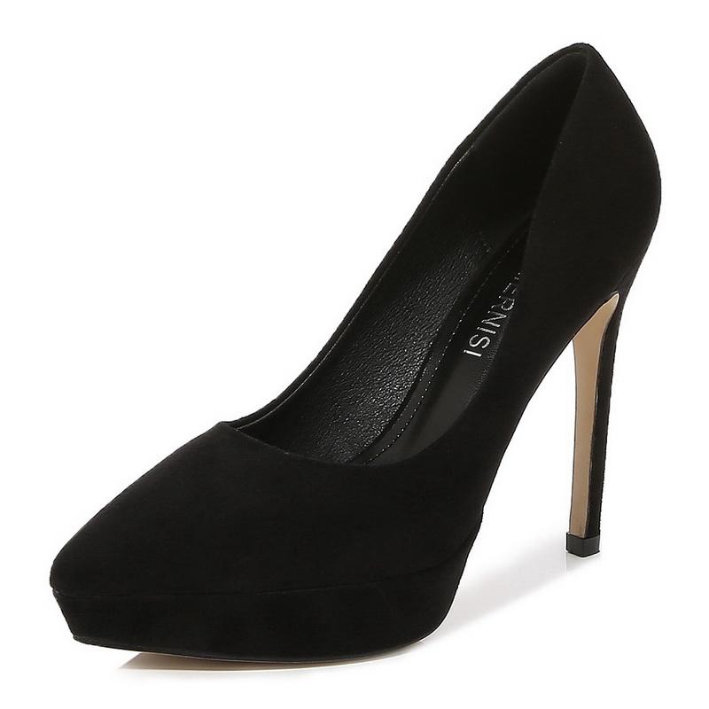 Women Flocks High Heel Shoes Pointed Toe Platform Single Shoes Office Nightclub Party Wedding Princess Model Catwalk Show Pumps