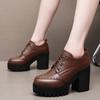 Taglia Piccola 32-43 Scarpe Brogues Inglesi a Collo Alto da Donna Oxfords Autunno Inverno 2025 Scarpe con Tacco Alto a Blocco Décolleté con Plateau Ufficio