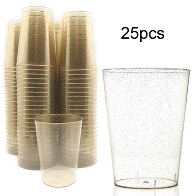 25 Adet 360 ML Su Bardağı Büyük Açılış Çok amaçlı Tek Kullanımlık Plastik kaymaz Glitter Tatlı Bardağı Parti Dekor