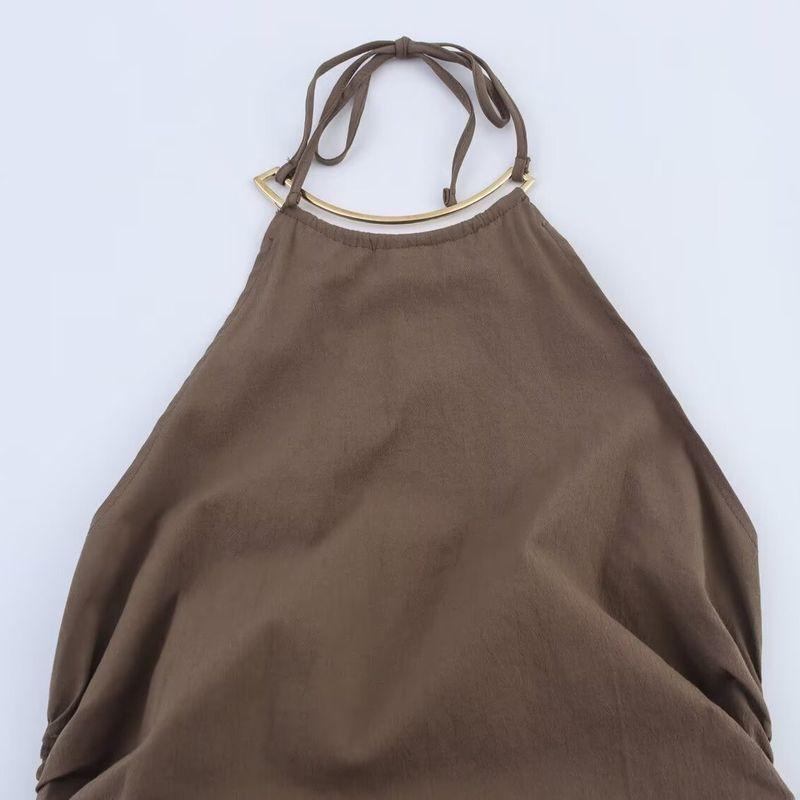Kaslead New Arrival Women's Clothing Fashion Style Fashion Accessories Hanging Collar Midi Skirt Dress 3564092