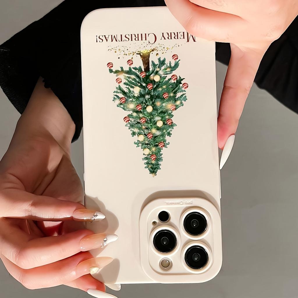 Creative Merry Christmas Tree Print Case for iPhone 16 15 14 11 13 12 Pro Max Cover iPhone 16E 7 8 Plus SE Winter Pattern Shockproof Soft Phone Cover