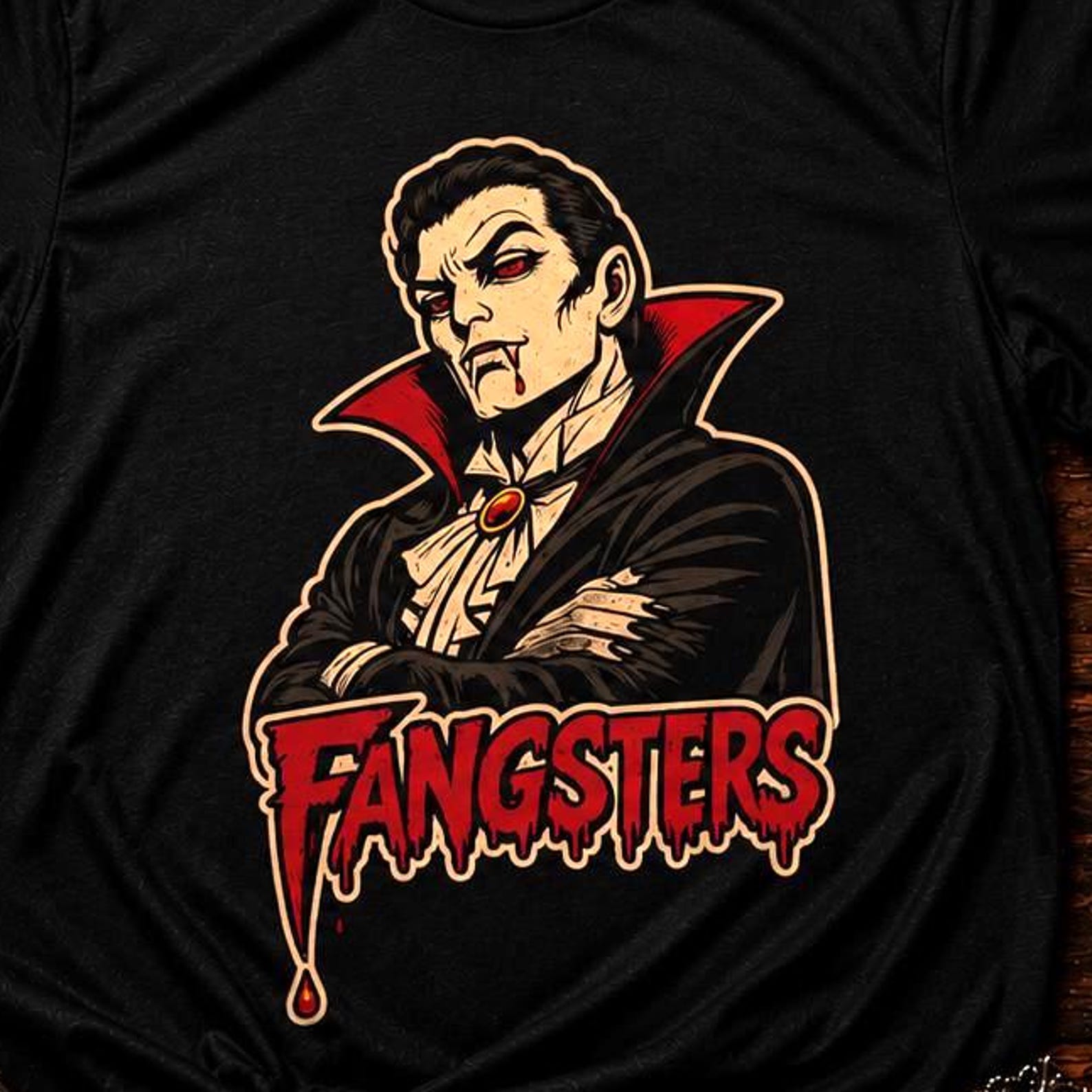 Retro Vampire Shirt, 1980s Horror Movie Tee | Vintage Dracula Graphic T-Shirt, Classic Halloween Apparel, Goth Vampire Bat Unisex Top L