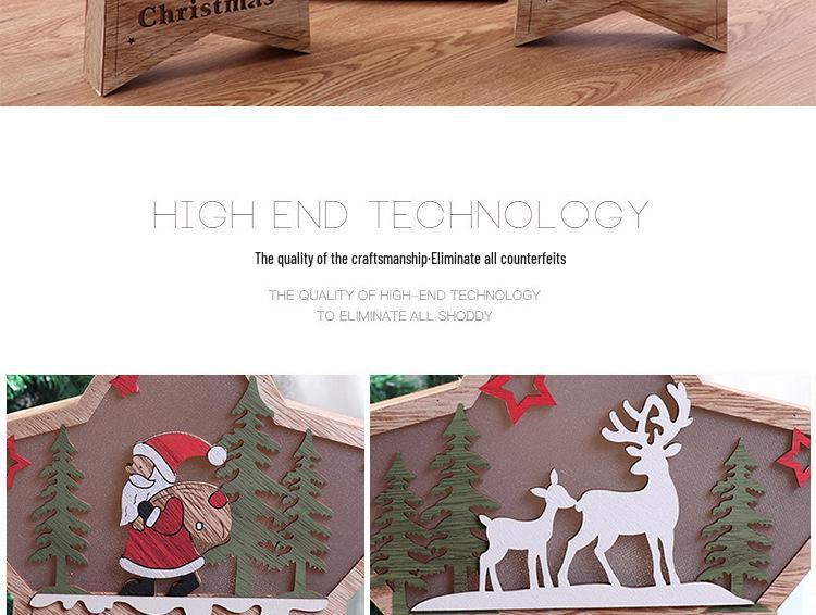 Glowing Wooden Star Ornament for Christmas Window Display