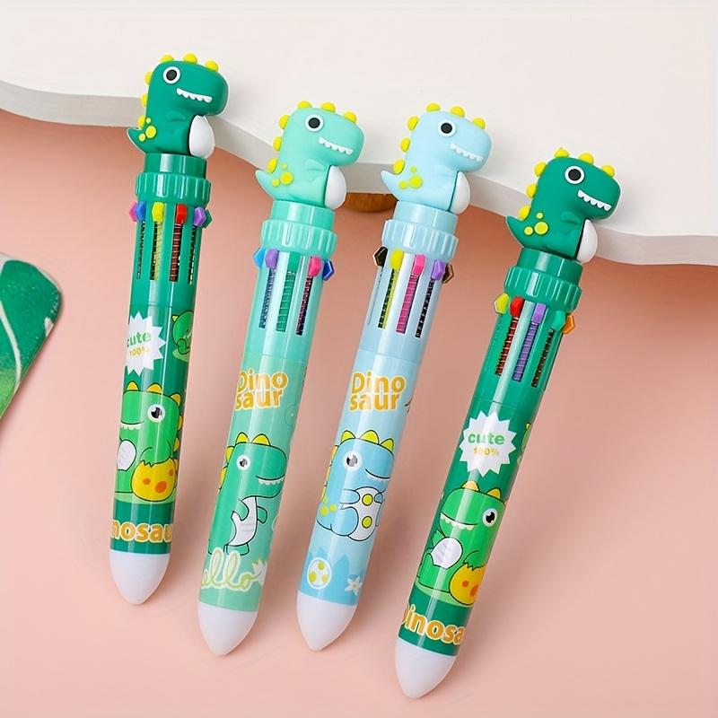 1pc Dinosaur-Themed 10-Color Retractable Ballpoint Pen - Fun Creative Stationery Gift, Korean Stationery,office Supplies