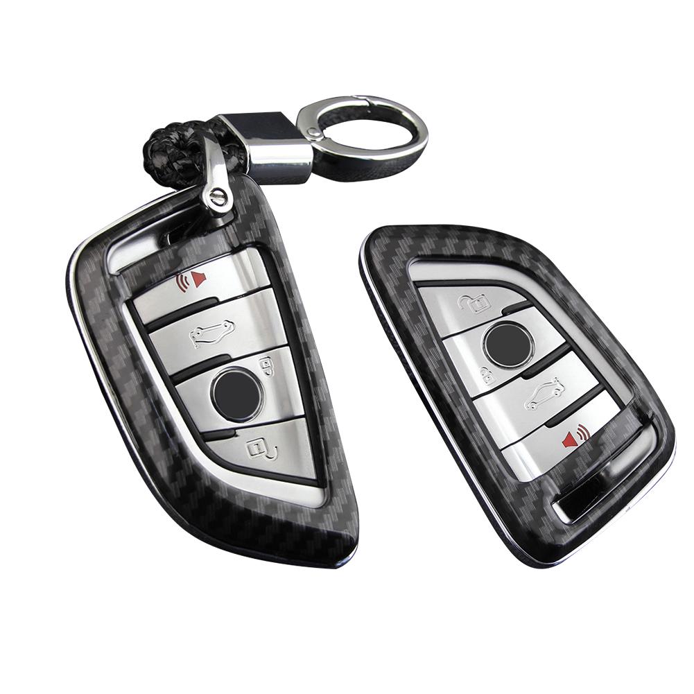 Car Keychain Accessories For BWM 2 3 5 6 7 Series And M5 X1 X2 X3 X4 X5//X5M X6//X6M ABS Carbon Fiber Full Protection Key Fob Cover Silicone Car Key Cover Car Key Cover For Bmw