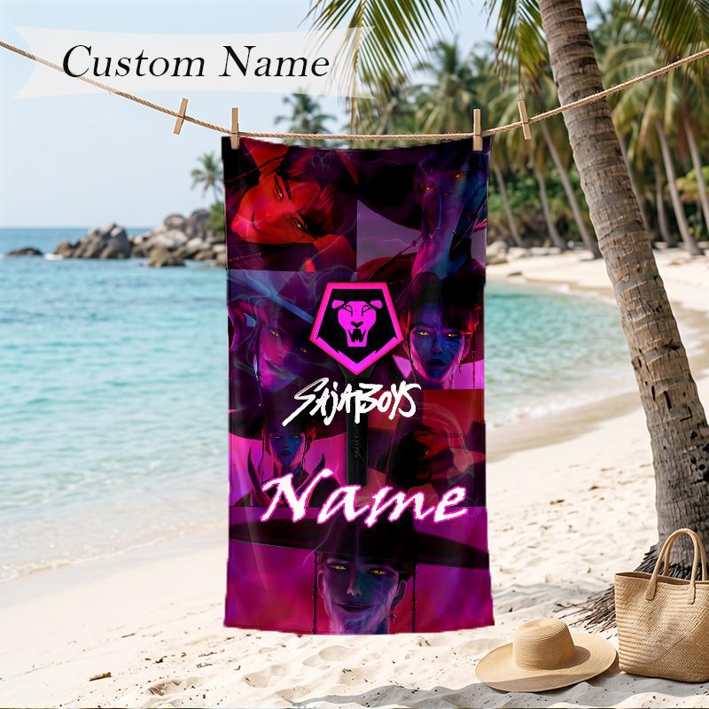 SAJA BOYS Custom Name Printed Beach Towel Personalized Soft Towel For Swimming Beach Travel