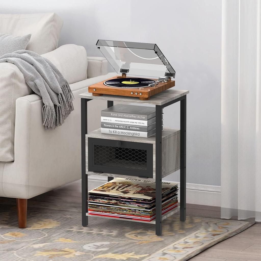 Bedside table 2-piece set with charging station suitable for bedroom, living room, side table with storage drawer