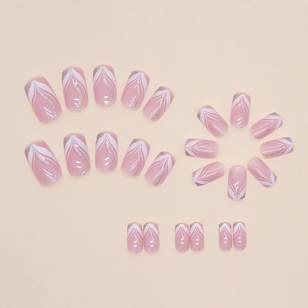 24 Reusable Artificial Fake Nail Set | Lightweight & Long Lasting| Quick Fix For Festivals & Special Occasions