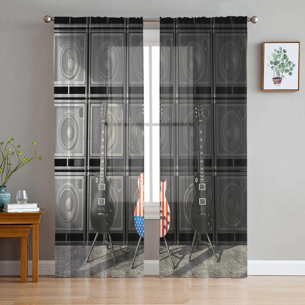 Pug Dog Music Funny Curtain Living Room Voile Window Blinds Bedroom Tulle Drape Kitchen Cortinas Hall Curtains With Sheer Polyester Perfect For Great