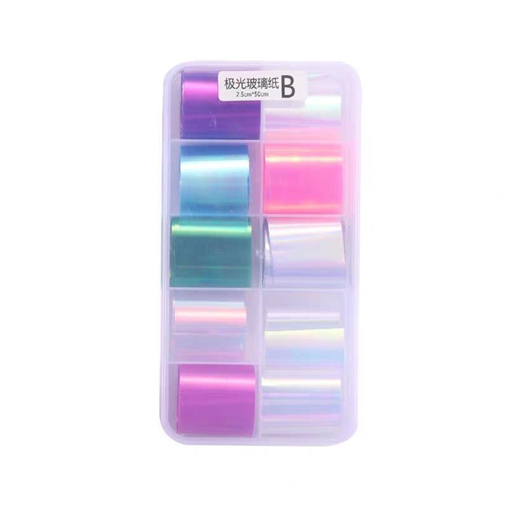 Decal Nail Stickers Aurora Broken Glass Foils Laser Cellophane Nail Foil Film Nails Art Decoration