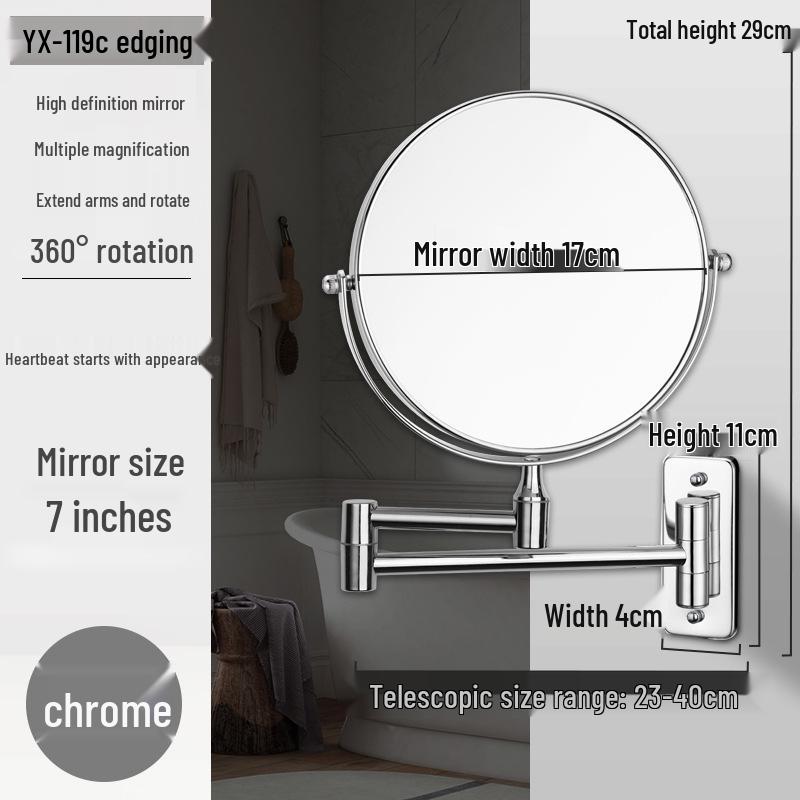 Double-Sided Retractable Wall-Mounted Vanity Mirror for Makeup and Dressing