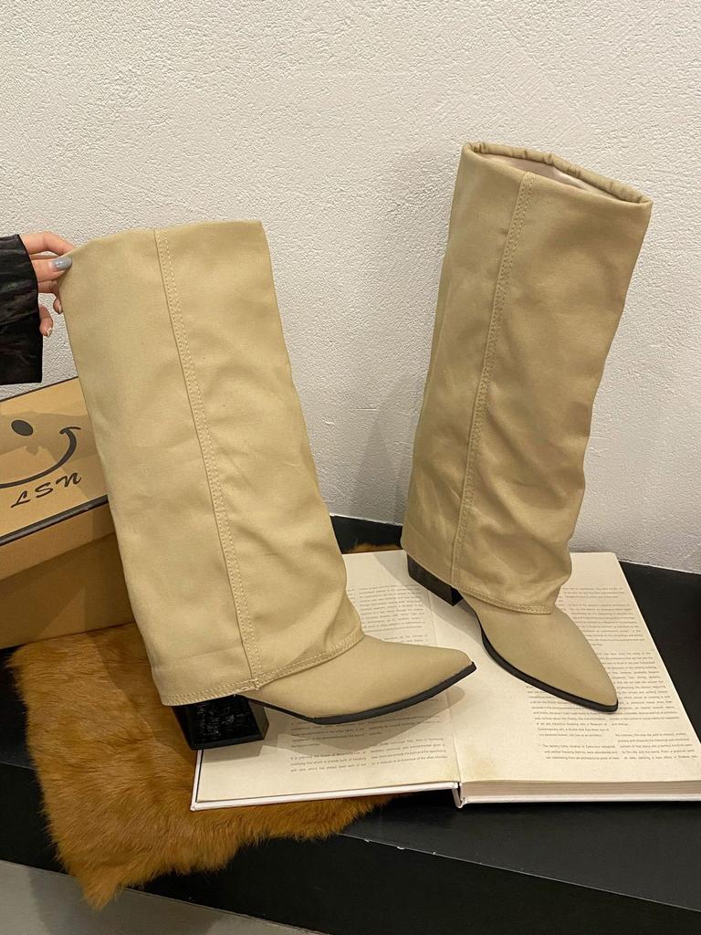Autumn and Winter New Boots, Long Boots, Trouser Boots, Women's Pointed Head Style, European and American Temperament 2025 Long Tube, Thin But Knigh