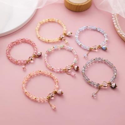 B100 2026 New Summer Simple Ceramic Sweet Transparent Lucky Cat Star Bracelet Fashion Women Beach Fashion Trend Daily Jewelry
