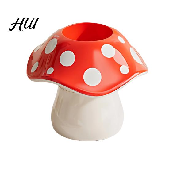 Durable Resin Pencil Holder Cute Mushroom Pen Holder, Desktop Organizer with Non-Slip Thick Stable Base, Non-toxic Desk Accessory for Modern