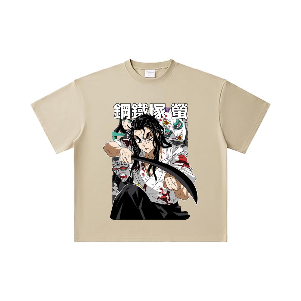 260 GSM Double Yarn 32 Count 100% Cotton Demon Slayer V27 Haganezuka Print Unisex Heavy Cotton T Shirt