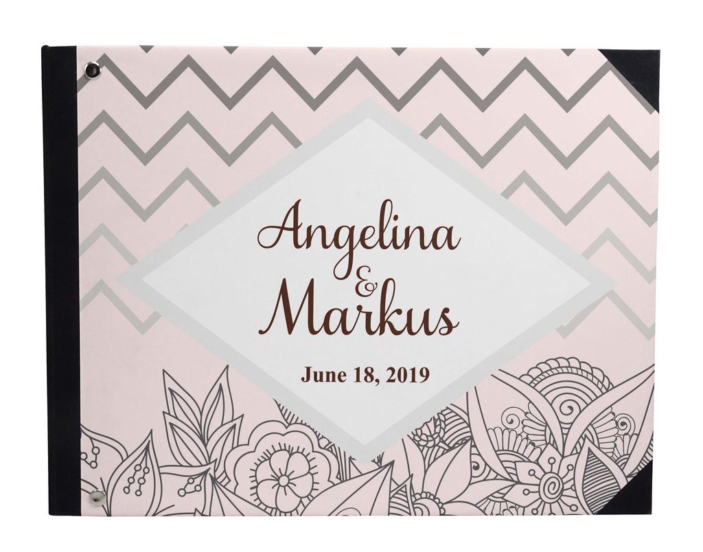 Darling Souvenir Blue Floral & Geometric Hardbound Cover Printed Anniversary Wedding Guestbook Scrap Book-7 X 9