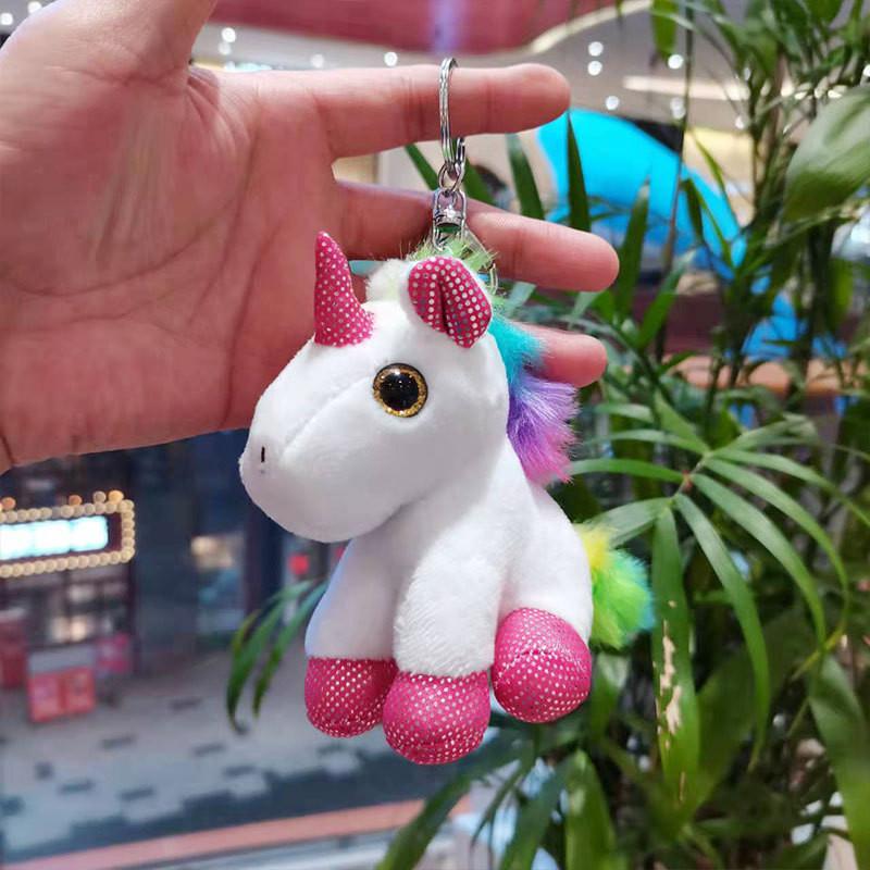 Adorable Plush Unicorn Keychain Doll Cute Cartoon Backpack Charm For Kids Gift
