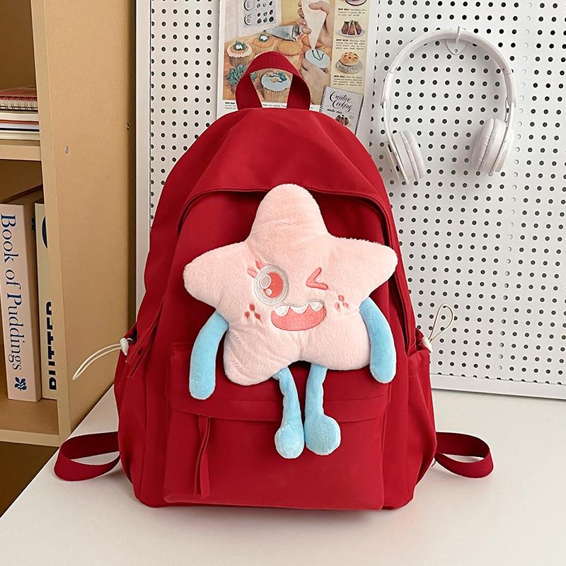 

Cute Star School Students Backpack Kawaii Large Capacity Lightweight Temperament High Value Joker Laptop Bag красный