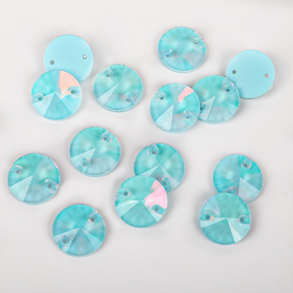 Round Satellite Neon Fluorescent Mocha Protein Glass Hand Seam Drill, Double Hole Rhinestone Flat Bottom Drill Diy Accessories Material Package