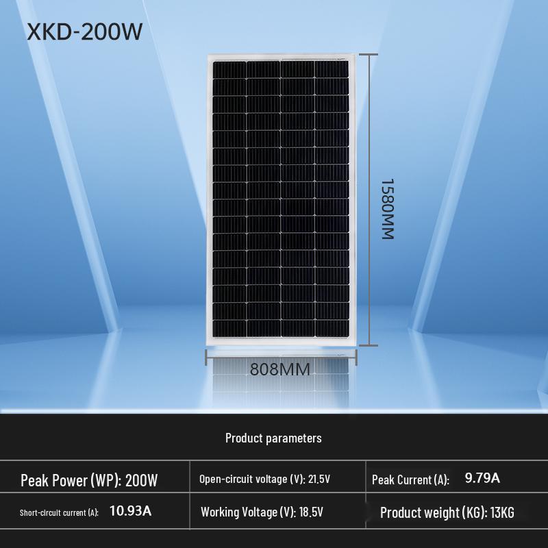Brand New 200W Monocrystalline Solar Panel for 12V/24V Photovoltaic Power System - Free Shipping
